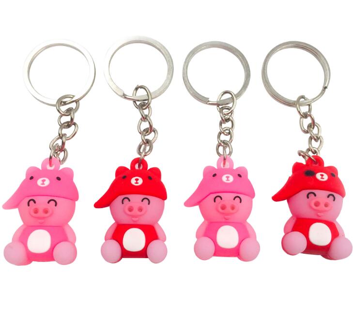 3D Durable Creative Gifts Bag Key Pendant Silicone Cute Pig Keychain