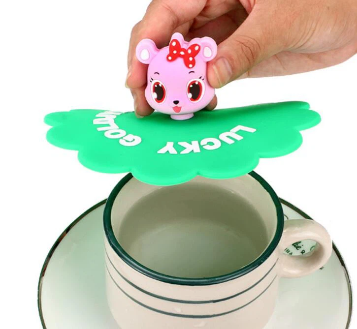 Cartoon Silicone Rubber Stretch Mug Cup Lid For Coffee Cup