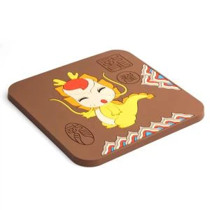 کارٹون ڈریگن نرم پیویسی ربڑ اسکوائر کوسٹرز۔