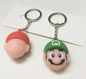 Mario Bros Keychain 3D PVC سلیکون پینڈنٹ سلیکون کیرنگ