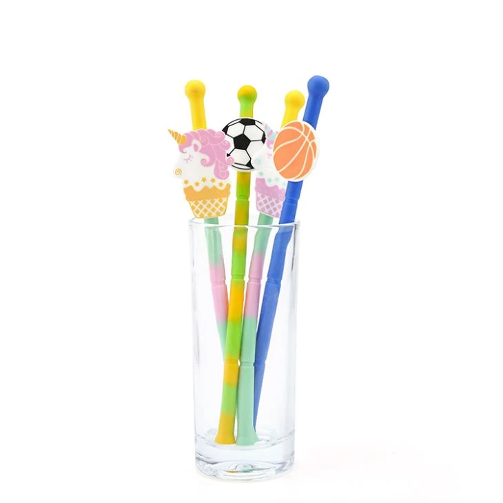 Cute Reusable Foldable Silicone Straw For Kid